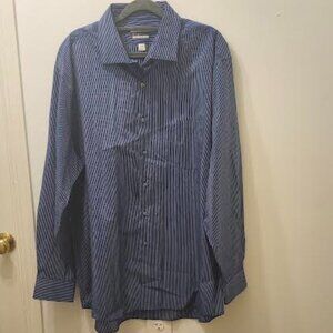 Van Heusen Long Sleeve Blue Striped Men Dress Shirt